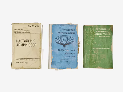 Vintage Books and Magazines with Various Worn Covers and Old Design Styles 3d model