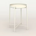 White Round Dining Table With Metal Frame And Simple Circular Surface Design 3d model