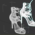 Black Open Toe High Heels With Lace Up Design And Stiletto Heels