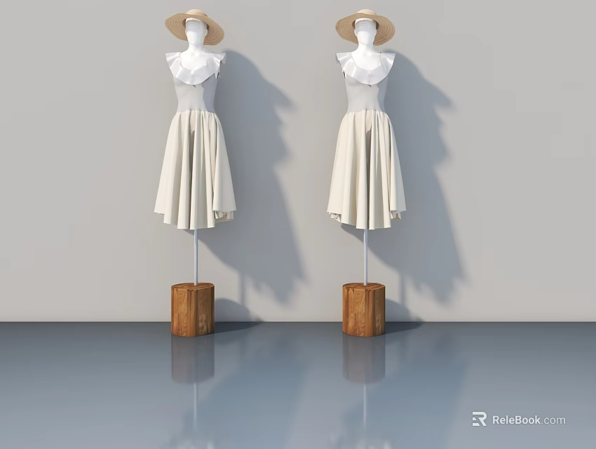 White Swing Doors With Wooden Frames On Grey Wall And Floor Reflection 3d model