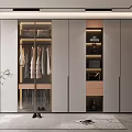 Modern Wardrobe Design With Glass Doors Hanging Area LED Lighting And Storage Drawers