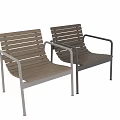 Modern Leisure Chair With Wooden Slat Seat Backrest And White Metal Frame