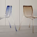 Transparent Acrylic Dining Chairs With Blue And Amber Modern Minimalist Design