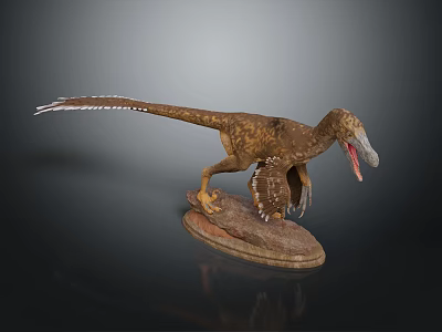 Realistic Winged Dinosaur Model With Brown Textured Skin And Open Mouth 3d model