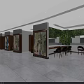 Luxurious SPA Sauna Lobby With Wooden Decor Large Art Paintings Green Plant Wall And Sofas