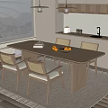 Middle-style dining tables and chairs 3d model