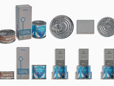 Various Salt Cans And Boxes Food Packaging For Home Kitchen Storage 3d model