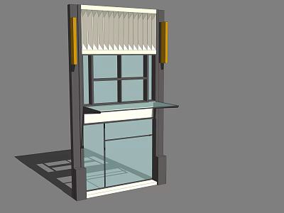 Modern Display Cabinet With Glass Door Louvered Top Wooden Frame And Yellow Accents 3d model