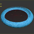 Blue Round Pet Bed With Soft Textured Surface And Dark Comfortable Inner Lining 3d model