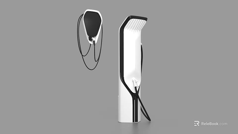 Wireless Headphone And Charging Station With Sleek White Black Design 3d model 