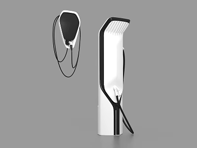 Wireless Headphone And Charging Station With Sleek White Black Design 3d model