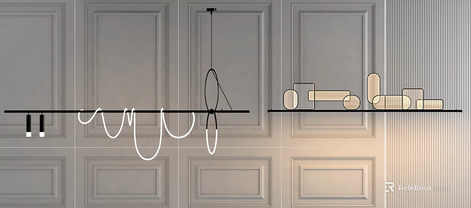 Modern Minimalist Chandelier With Simple Lines For White Wall Interior Design 3d model