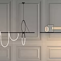 Modern Minimalist Chandelier With Simple Lines For White Wall Interior Design 3d model