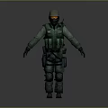 Human Military Tactical Character in Full Gear with Helmet and Goggles 3d model