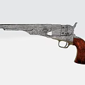 Airsoft Model Gun With Wooden Grip And Metallic Finish On Black Background