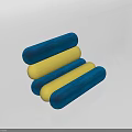 Stylish Blue And Yellow Velvet Upholstered Sofa Stools Stacked For Living Room Decor