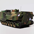 Armored Military Utility Vehicle With Camouflage Design Tracked Wheels And Mounted Weapon