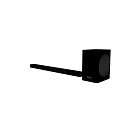 Black Soundbar and Subwoofer Home Audio System with Modern Sleek Design