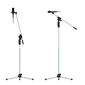 Professional Headphone Audio System With Two Microphone Stands On Red Background 3d model