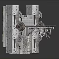 Multi layer Industrial Equipment Structure With Gray Metallic Frame And Cylindrical Components