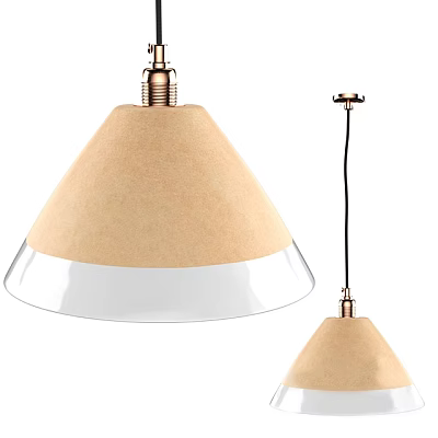 Modern Pendant Light With Beige Fabric Shade And White Metal Base Design 3d model