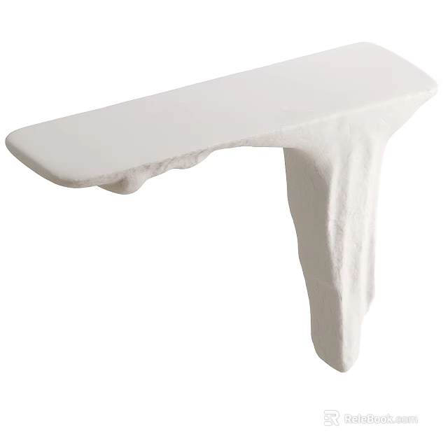 Modern White Console Table with Sculptural Irregular Leg Design and Smooth Surface 3d model 