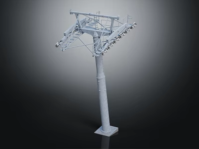 Electrical Equipment Metal Pole With Support Frame Multiple Pulleys And Base Structure 3d model