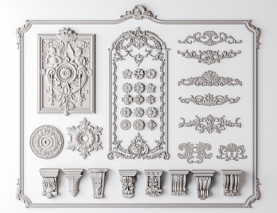 European-style carved plaster lines 3d model