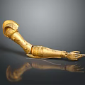 Game Movie Character Golden Mechanical Arm With Ornate Armor Design And Pointing Finger