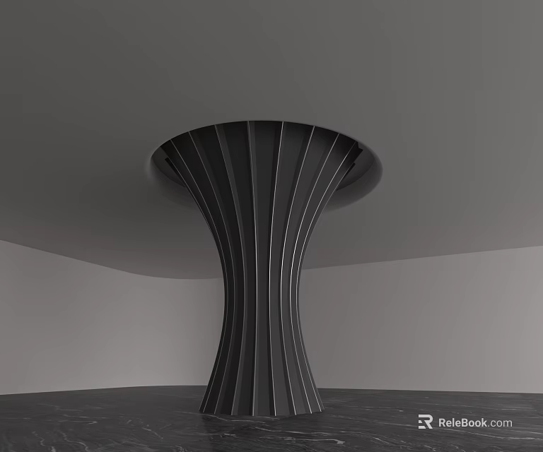 Modern Architectural Column With Ribbed Curved Design In Minimalist Interior Space 3d model 
