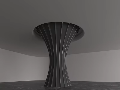 Modern Architectural Column With Ribbed Curved Design In Minimalist Interior Space 3d model