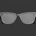 Black Sunglasses With Dark Frame Tinted Lenses And Reflective Surface On Gray Background