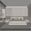 Elegant Modern Bedroom Interior Design With Panelled Walls Built in Wardrobe And Recessed Lighting