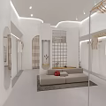 Modern White Exterior Clothing Store With Transparent Glass Window Mannequins And Fashion Clothing Displays