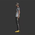 Men's Casual Clothing With Short Sleeved Striped T shirt Black Cargo Pants And Yellow Sneakers