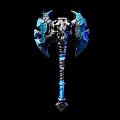 Fantasy Double Bladed Axe With Skull Design And Blue Glowing Accents