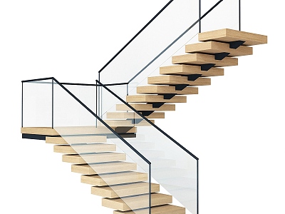 Modern Stair Handrail Stair Glass Stair 3d model