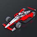 Red and Silver Formula Style Race Car with Open Wheels Rear Wing and Cockpit
