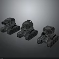 Detailed Military Vehicle Tank Models With Armored Body Tracked Wheels And Cannon Turrets