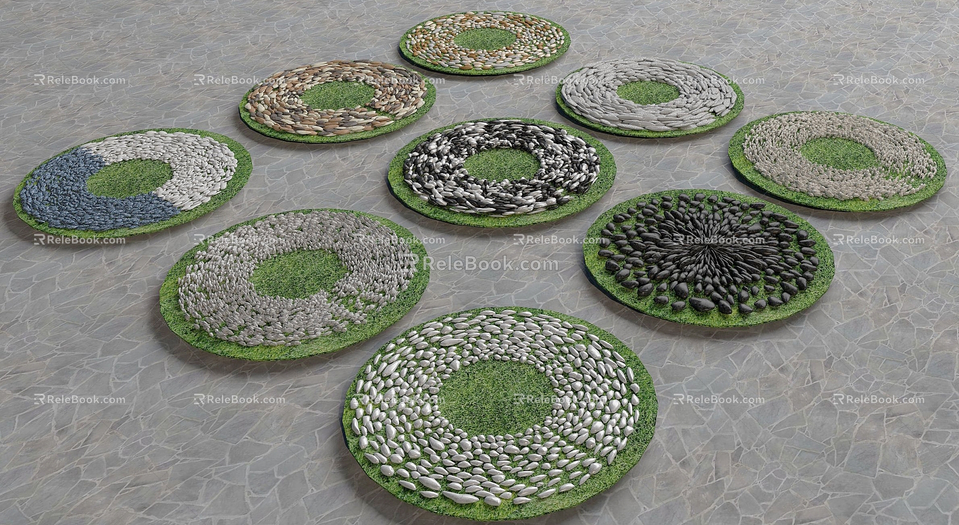 Landscape Cobblestone Landscape Ting Step Courtyard Landscape Gravel 3d model