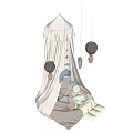 Elegant Ceiling Drapery With Hanging Lanterns And Soft Play Mats
