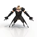 Stylish Black Gothic Clothing With Puffed Sleeves Corset Design Long Gloves And Spiked Hem