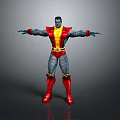 Armored Superhero Figure In Red And Yellow Costume With Metallic Armor And Outstretched Arms