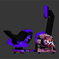 Purple Arcade Gaming Machine With Comfortable Seat Screen And Decorative Graphics