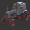 Old Blue Vintage Tractor With Large Wheels Classic Design And Retro Appearance