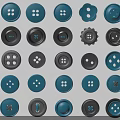 Assorted Blue And Gray Buttons With Various Hole Designs And Shapes For Sewing Accessories