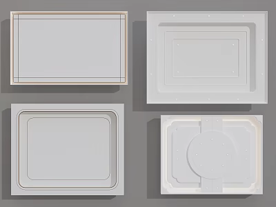 Modern Ceiling Design With Various Square Rectangular White Gypsum Panel Styles 3d model