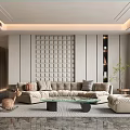 Elegant Modern Living Room Interior With Large Sofa Glass Coffee Table And Greenery