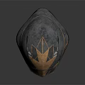 Mechanical Armored Helmet Featuring Metallic Texture Detailed Design And Red Glowing Eyes