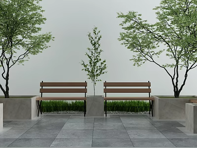 Modern outdoor chair park leisure landscape sketch 3d model